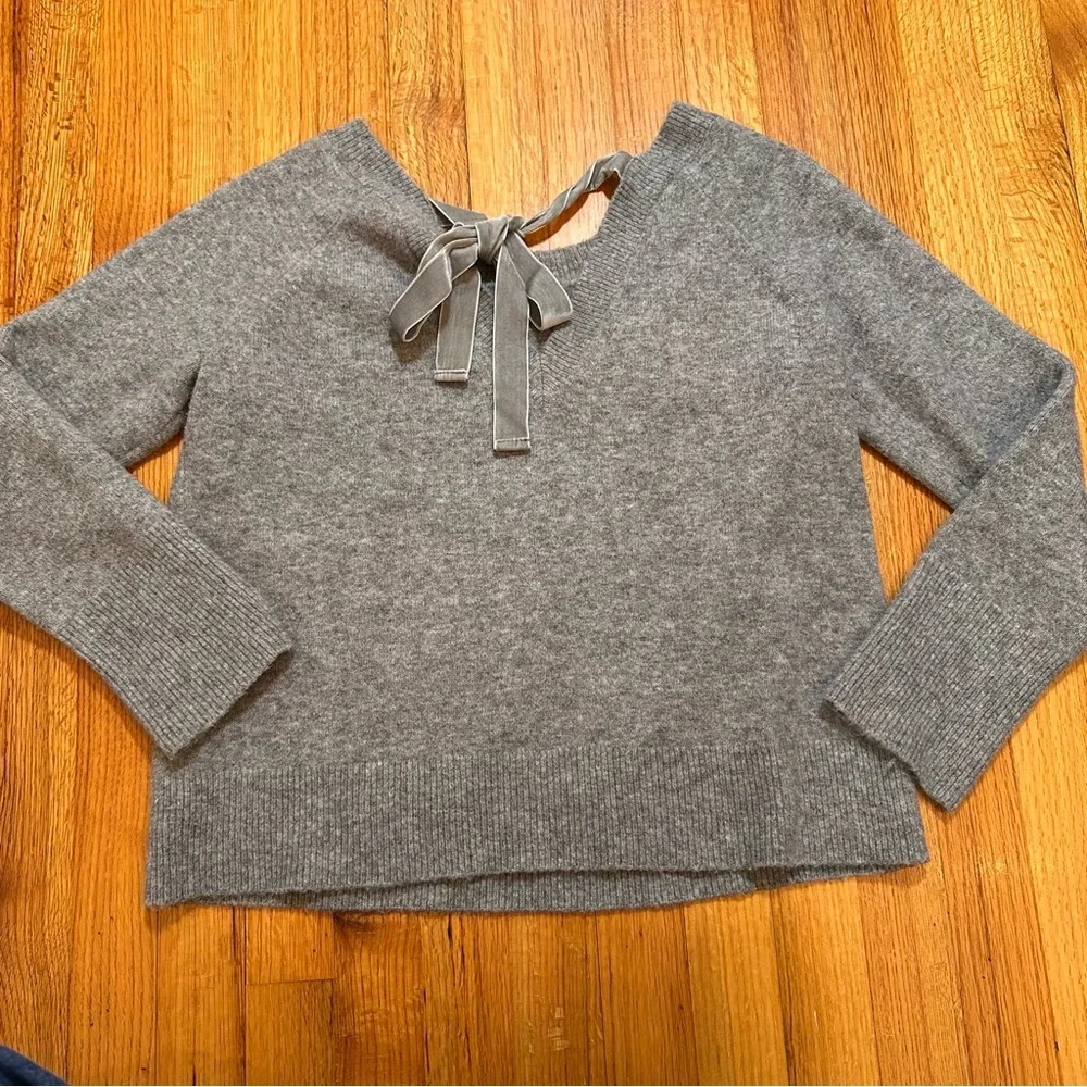 J.Crew Voletta V-back sweater with velvet tie Grey Size S (n)